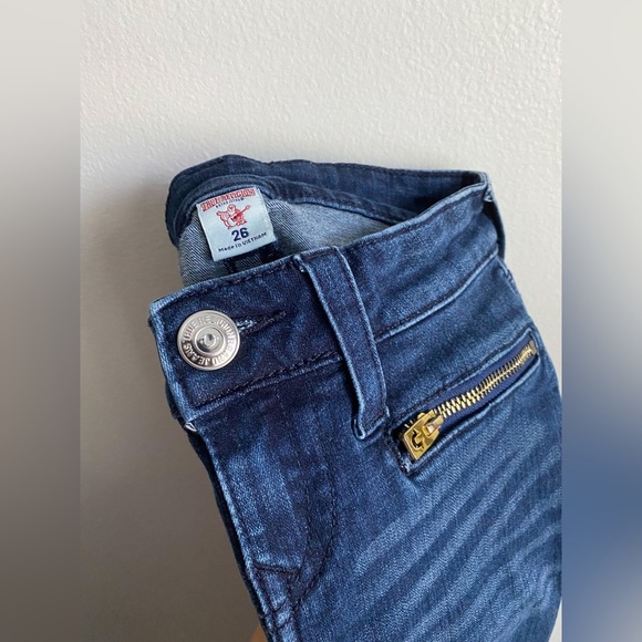 $229‼️TRUE RELIGION Super Skinny Jeans Buddha Big Stitch Ankle Mid Rise Y2K Dark - Picture 9 of 11